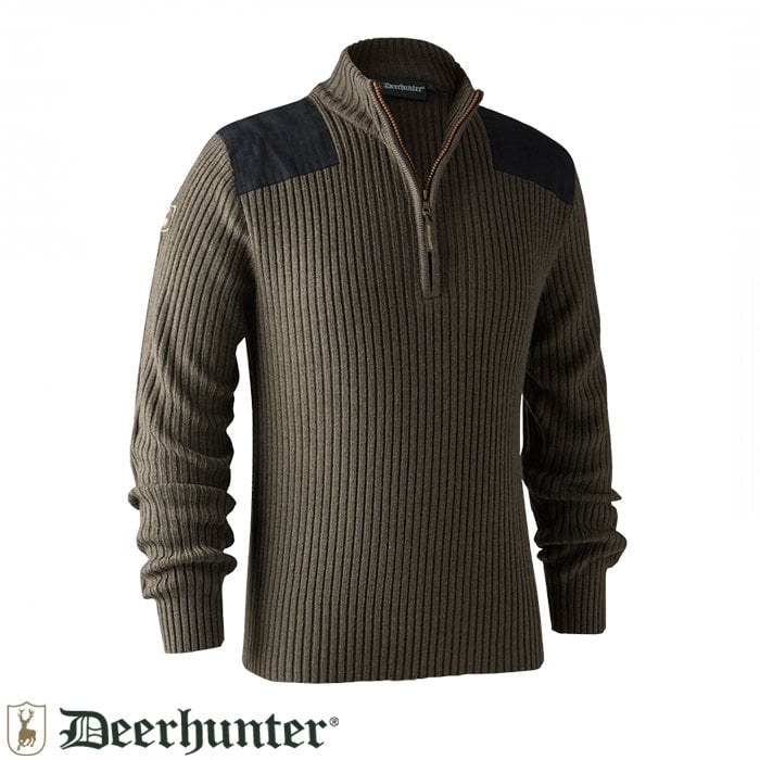 DEERHUNTER%20Rogaland%20Yarım%20Fermuarlı%20Kahve%20Kazak%202XL