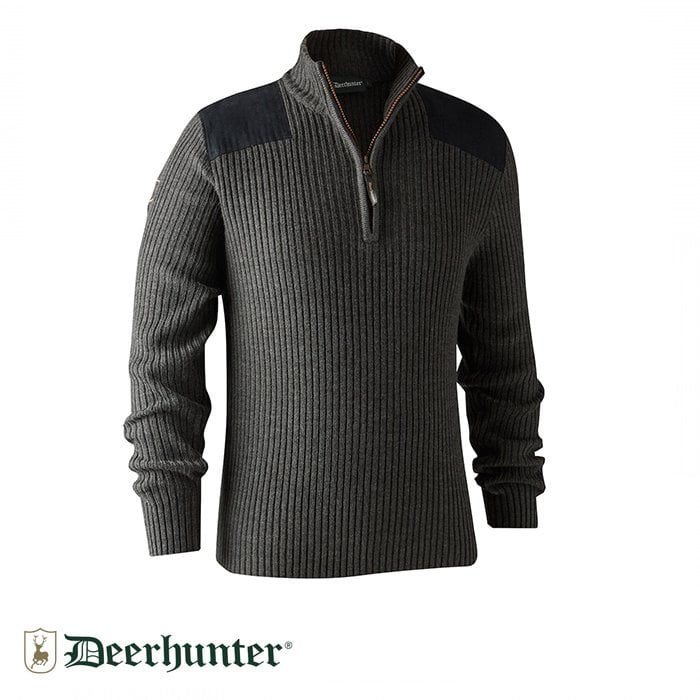 DEERHUNTER%20Rogaland%20Yarım%20Fermuarlı%20Gri%20Kazak%202XL