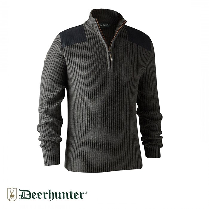 DEERHUNTER%20Rogaland%20Yarım%20Fermuarlı%20Gri%20Kazak%20L