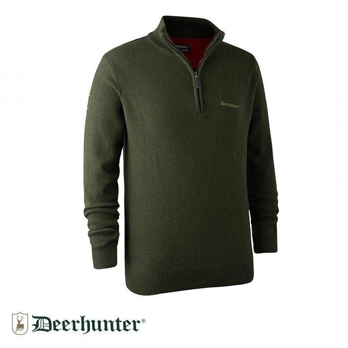 DEERHUNTER%20Hastings%20Fermuarlı%20Yaka%20Yeşil%20Kazak%202XL