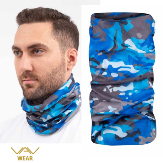 VAV BUFFO01 Boyunluk, Bileklik Bandana Mavi - Gri