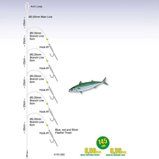 T.SPRO Mackerel Shrimp 5 İğneli Köstek #1